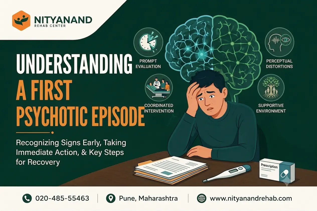 First episode psychosis guide infographic by Nityanand Rehab Center