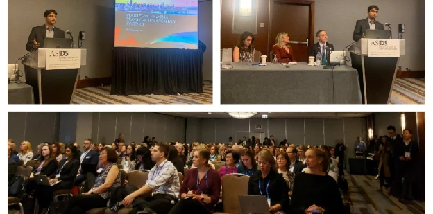 Dr. Shyam presenting his platelet-rich plasma research at a national dermatology conference
