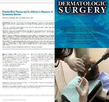 Dr. Shyam's published platelet-rich plasma review beside the dermatology journal it appeared in