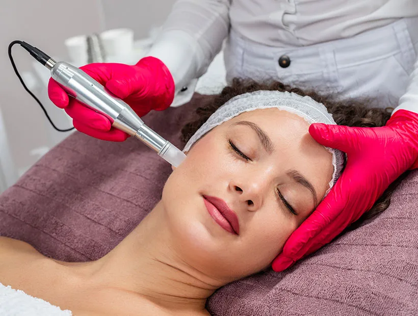 Patient receiving a cosmetic dermatology treatment