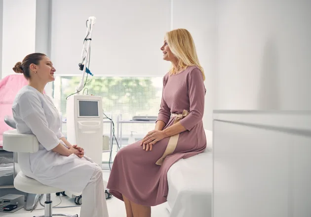 Dermatology provider discussing a personalized treatment plan with a patient