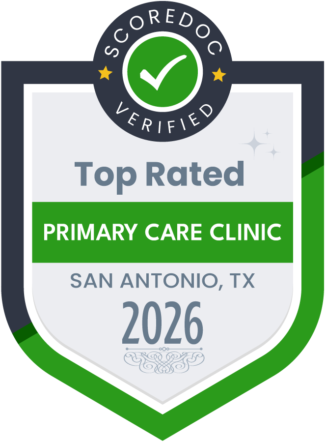 Score Doc top rated primary care clinic badge AIM Primary care