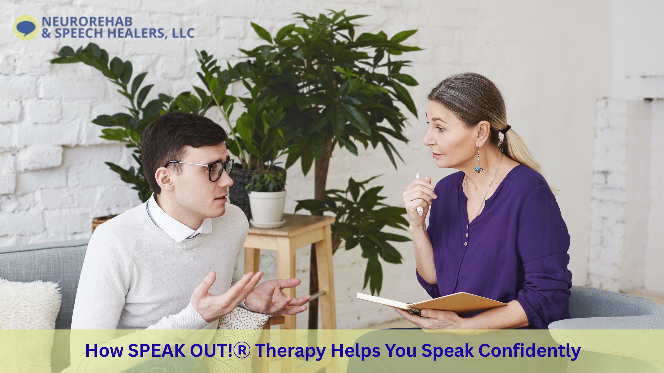 Person practicing SPEAK OUT! therapy to improve speech clarity and confidence
