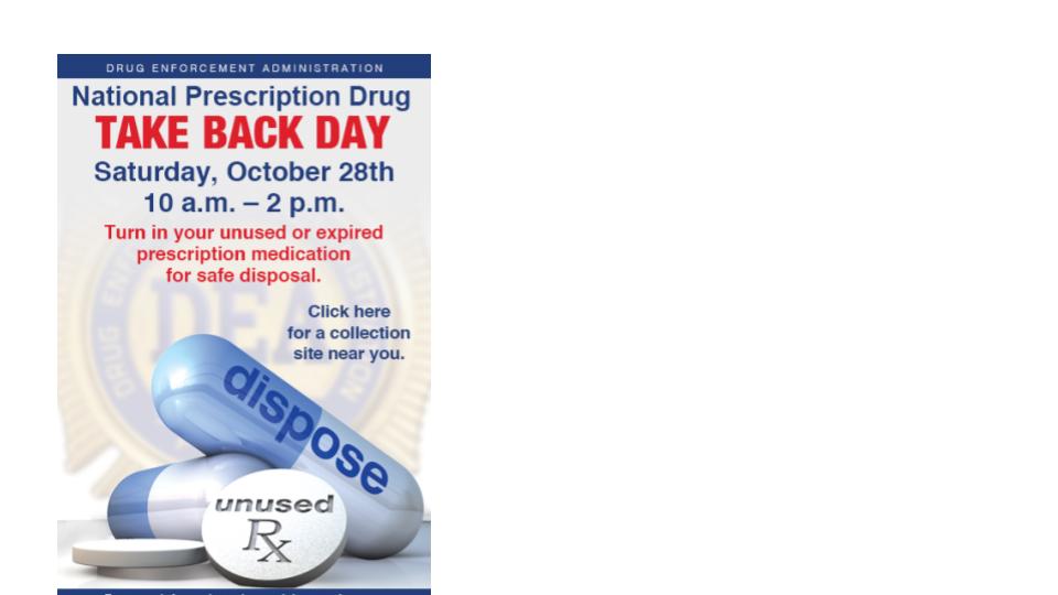National Prescription Drug Take Back Day: Saturday, October 28
