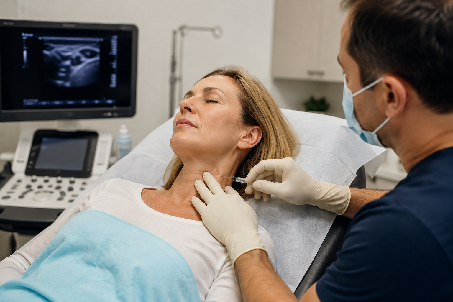 Stellate Ganglion Block for Hot Flashes: Is One SGB Injection All It Takes for Lasting Relief? Doctor performing Stellate Ganglion Block injection for hot flash relief