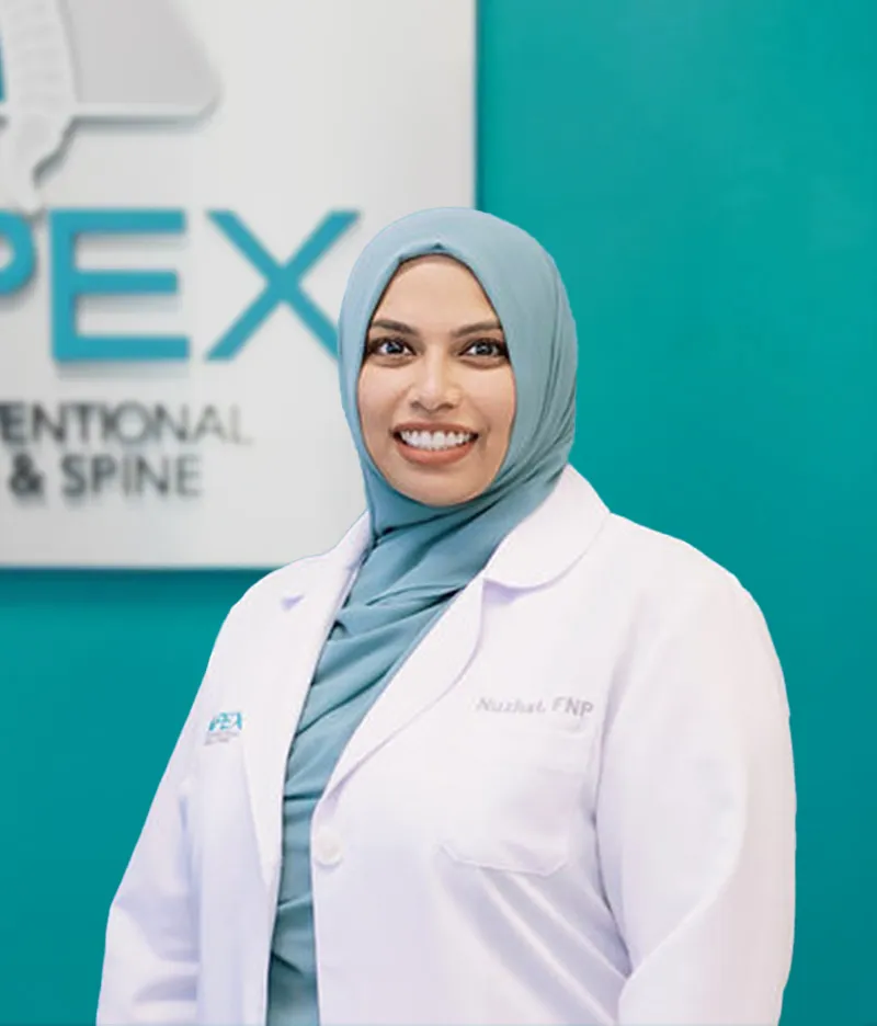 Nuzhat Moinuddin, FNP-BC works closely with Dr. Mohammed Khan to improve quality of life for patients through pain management.