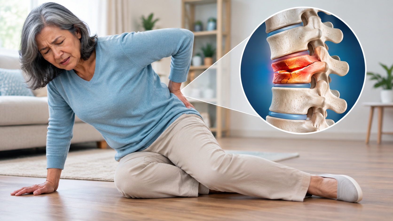 Sudden Back Pain After a Minor Fall? It Could Be a Spinal Compression Fracture Patient experiencing sudden back pain after a minor fall from a spinal compression fracture
