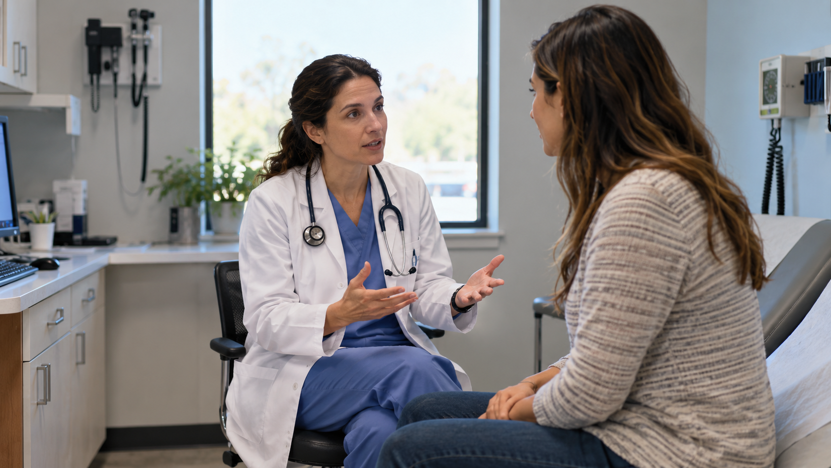 Family Medicine Physician discussing primary care and specialist treatment options with a patient Family Medicine Physician discussing primary care and specialist treatment options with a patient