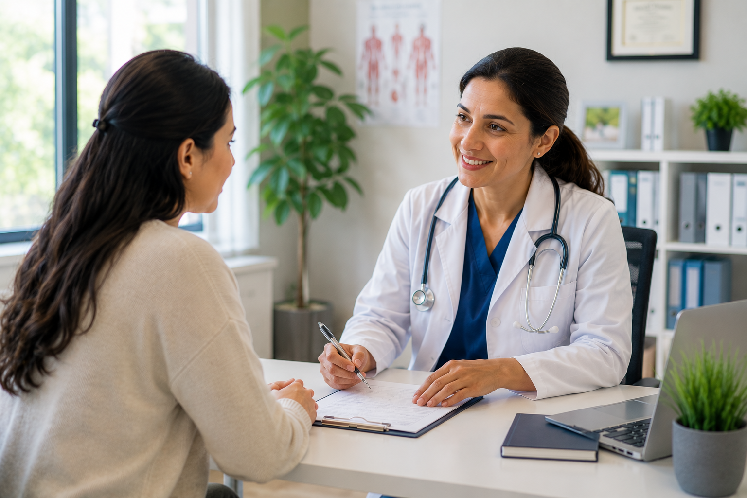 How to Choose a New Family Doctor A patient meeting with a family doctor during an initial consultation to discuss medical history, healthcare goals, and ongoing primary care needs.
