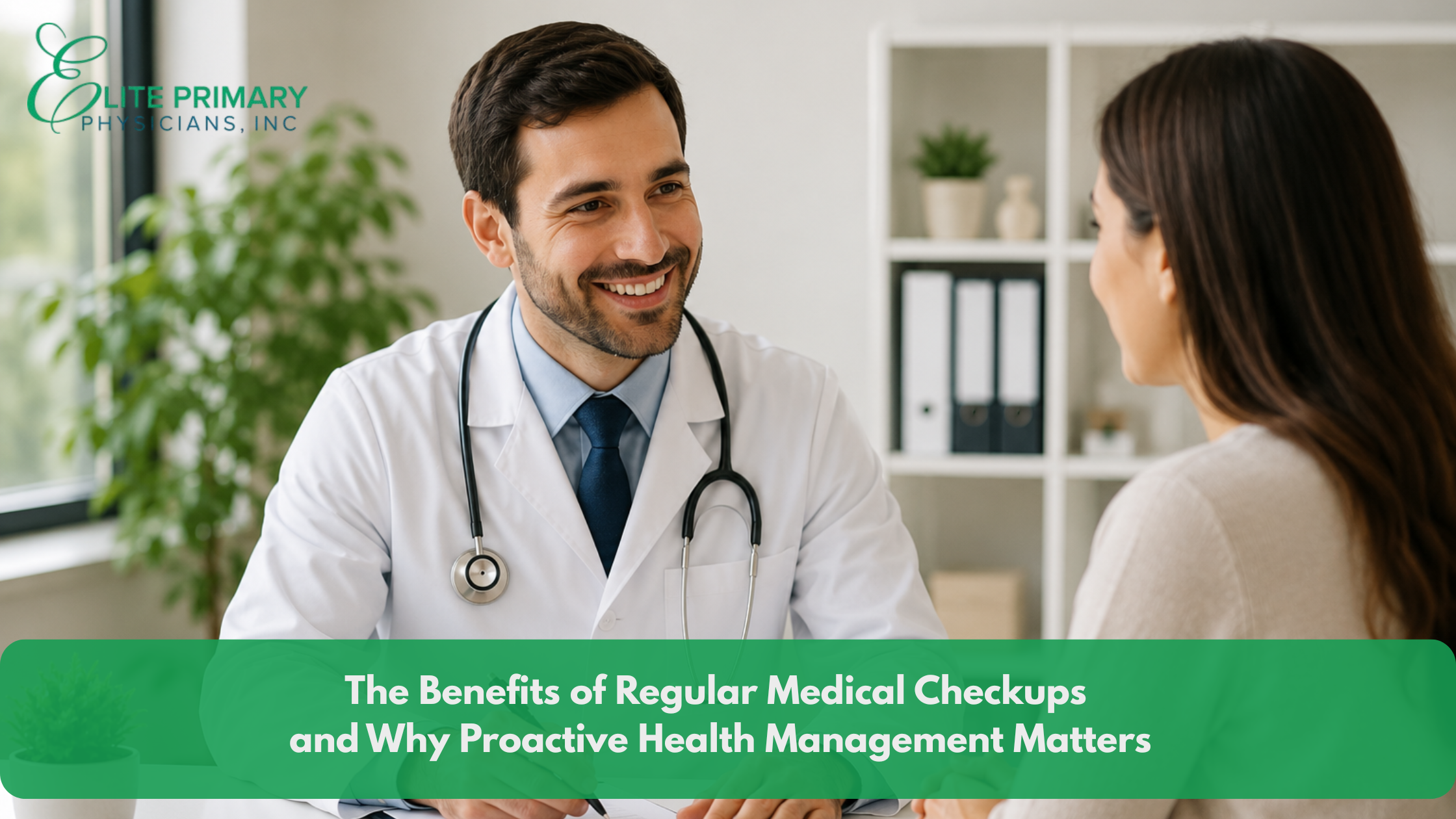 Doctor consulting with a patient during a routine medical checkup in a clean, modern clinic setting, highlighting preventive care and proactive health management.
