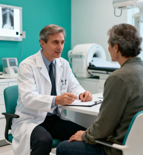 Physician consulting with a patient at First Medical Center in Cerritos
