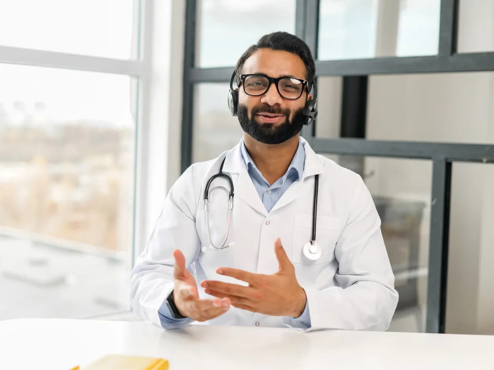 Doctor providing an online teleconsultation for a second opinion