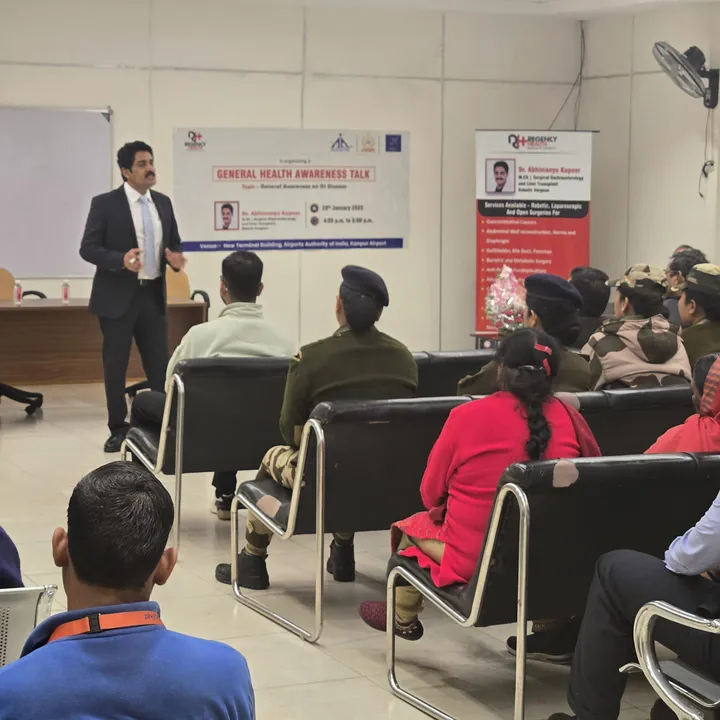 Dr. Kapoor delivering a general health awareness talk