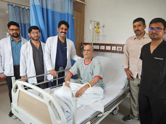Dr. Abhimanyu Kapoor and the surgical gastroenterology team on a ward round at Regency Hospital, Kanpur