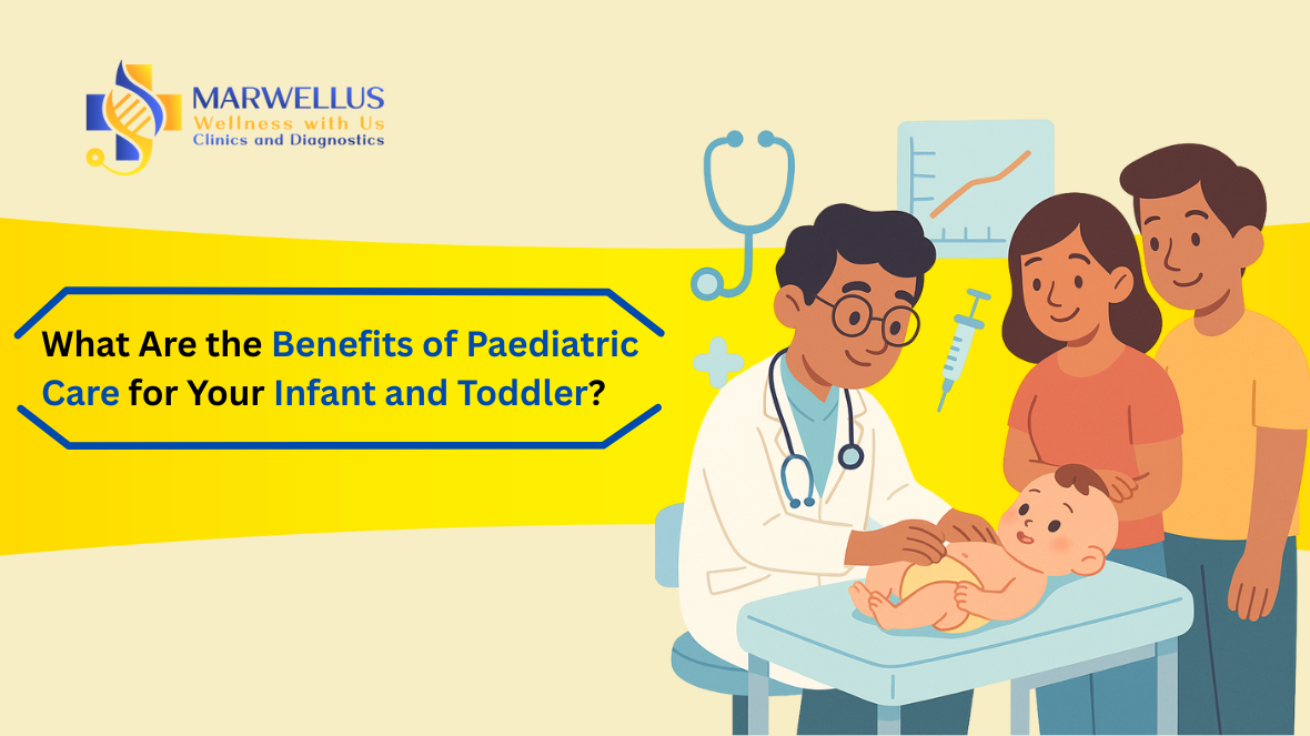 Pediatrician examining a smiling toddler during a routine check-up, highlighting the benefits of paediatric care for children