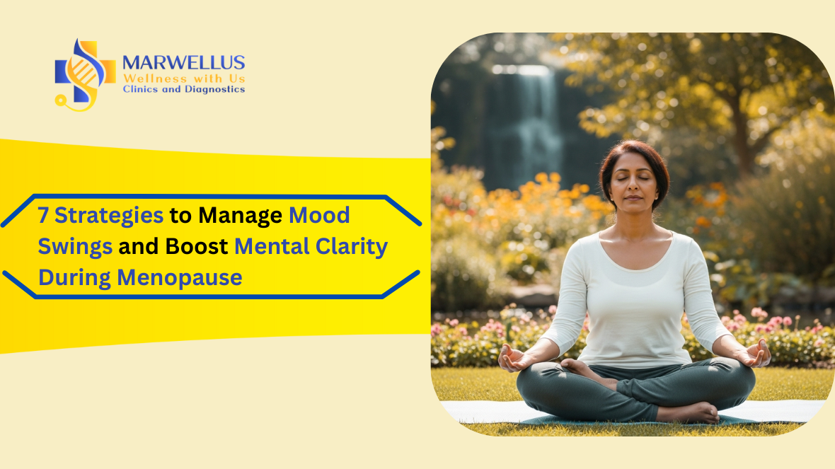 Woman practicing meditation to manage mood swings and improve mental clarity during menopause