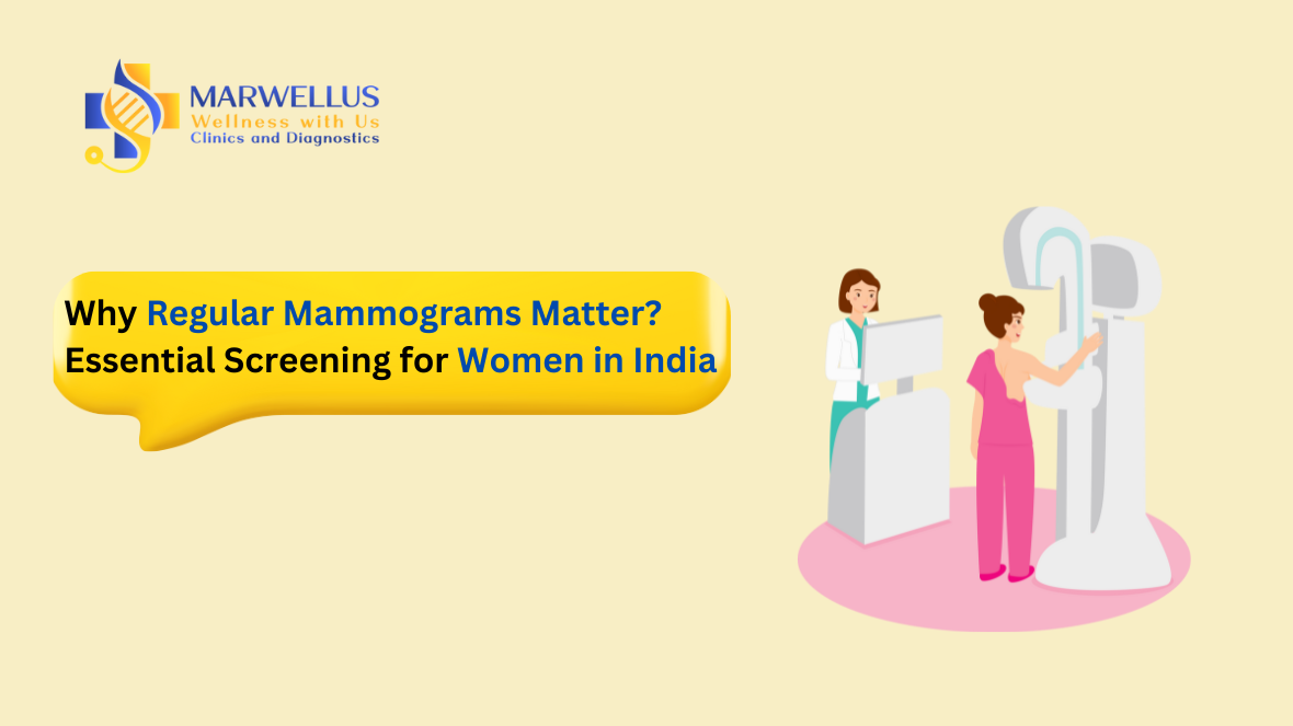 Marwellus clinic doctor's assisting a woman during a mammogram screening, emphasizing the importance of early breast cancer detection in India.