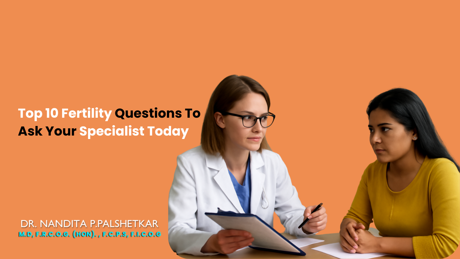 Fertility specialist answering patient questions during consultation about treatment options and emotional support