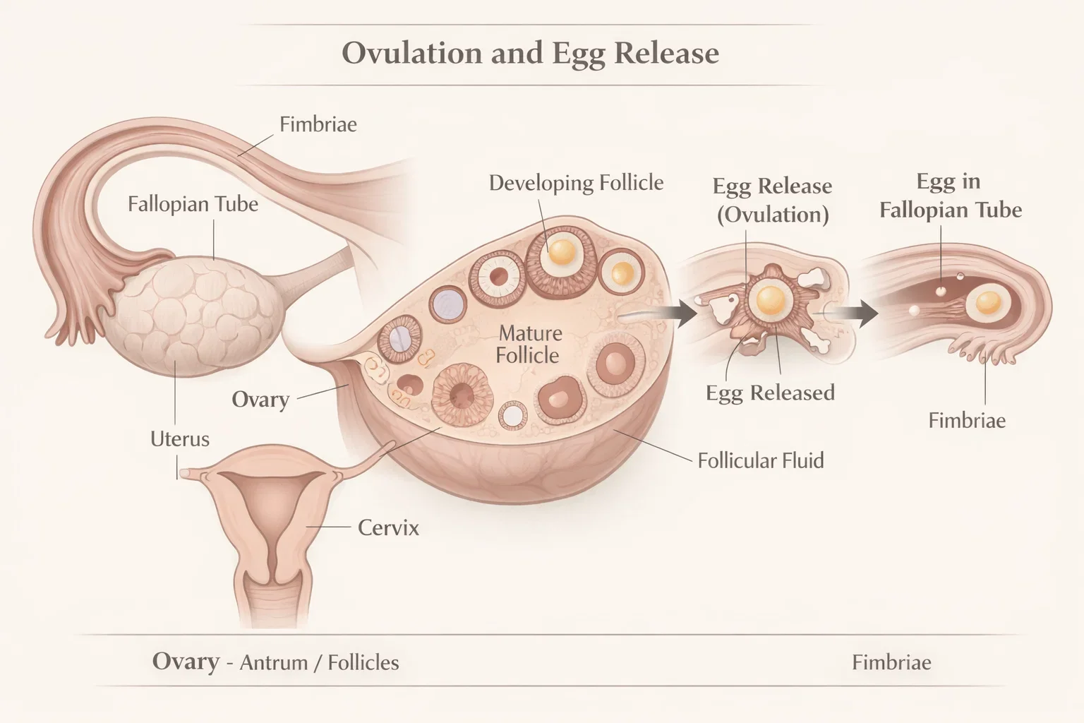Medical illustration showing ovulation and fertility cycle