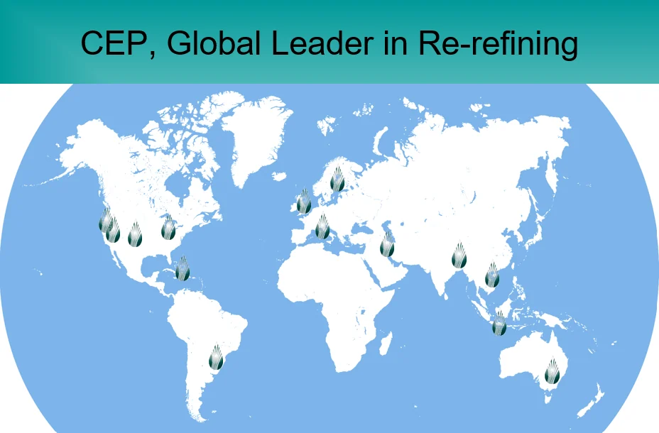 World map with CEP logo markers on client countries across five continents