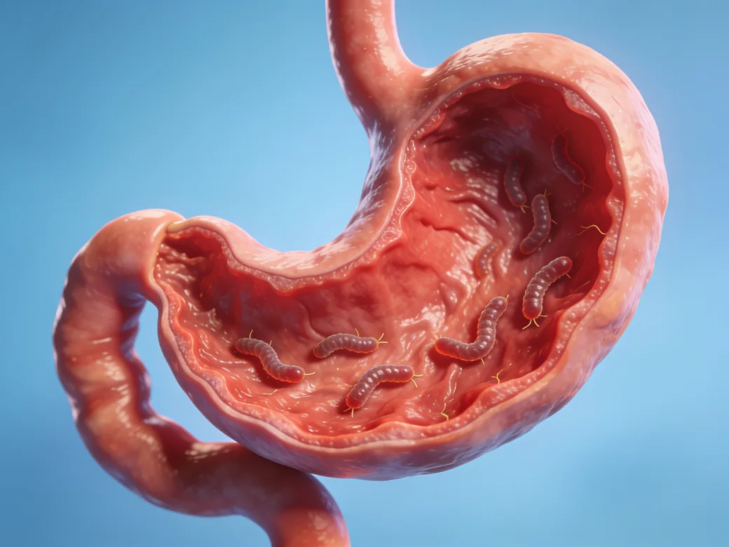 H. pylori infection affecting the stomach lining